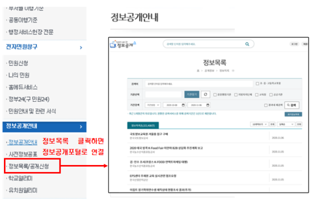 정보공개포털 링크 연결 이미지